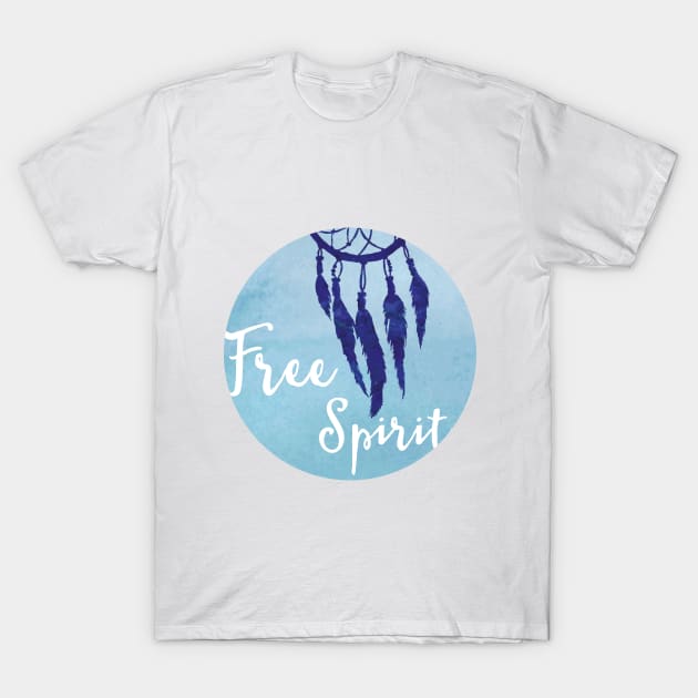 Free Spirit Blue Dreamcatcher T-Shirt by CocoFlower
